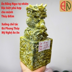 Ấn rồng đá ngọc tự nhiên màu vàng- blue chế tác thủ công