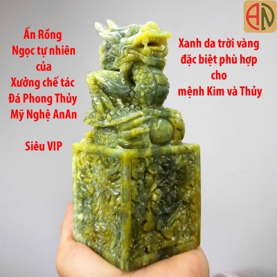 Ấn Rồng Ngọc tự nhiên cao cấp màu Blue vàng độc đáo